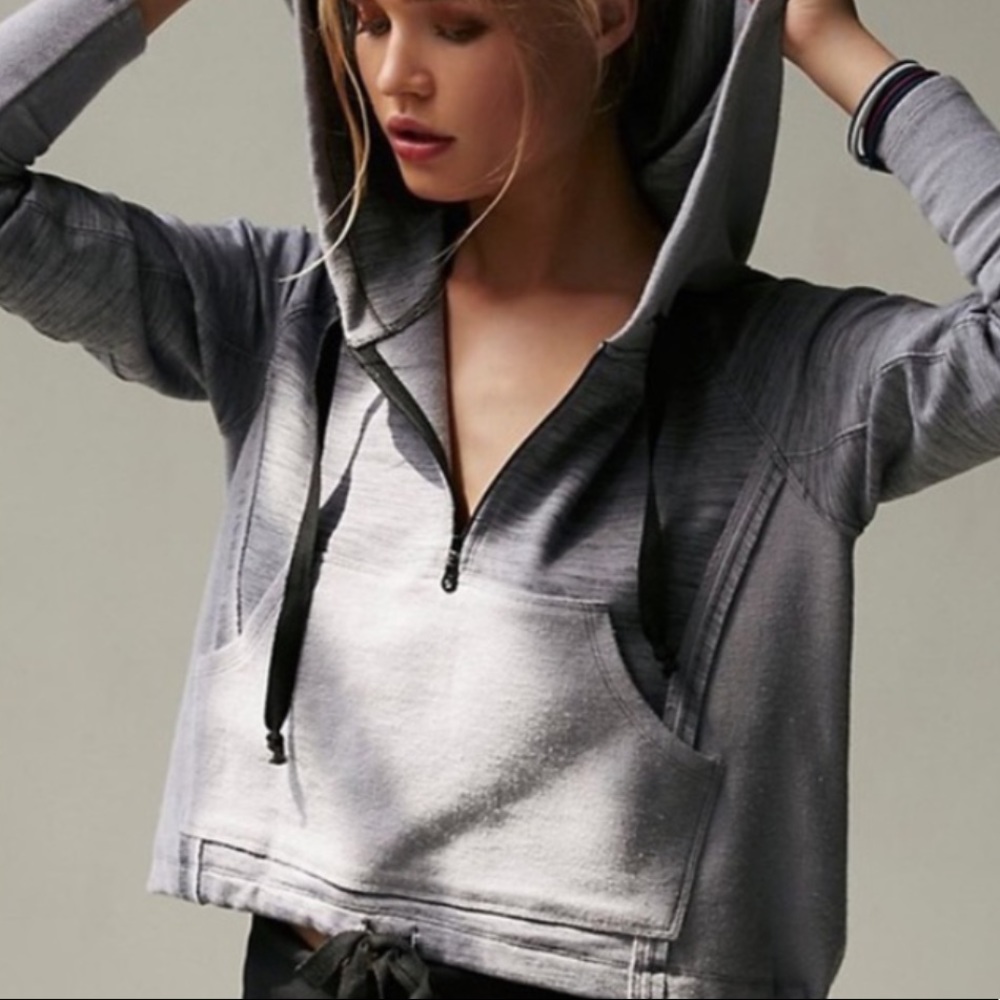 Free People Gray Hoodie Sweater